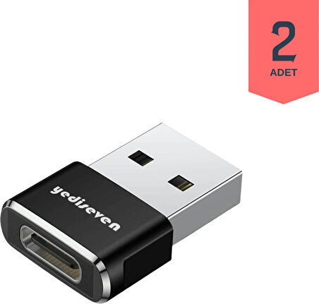 USB A To Type C Dönüştürücü Adaptör Yeni Nesil Şarj Kablo Çevirici Siyah 2 Adet