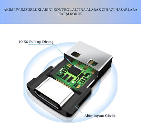 USB A To Type C Dönüştürücü Adaptör Yeni Nesil Şarj Kablo Çevirici Siyah 2 Adet