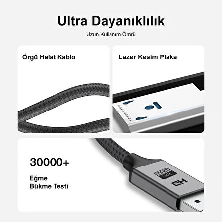 Displayport To Displayport Dp 1.4 8K@60Hz Görüntü Aktarma Kablosu 2 Metre