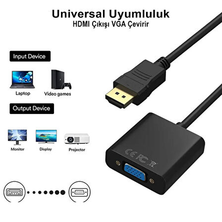 HDMI To VGA Dişi Çevirici Adaptör Görüntü Aktarma Çevirici