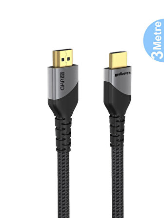 HDMI 2.1 Görüntü Aktarma Kablosu 240Hz Destekli PS5 Notebook 8K@60Hz UHD 48GBPS 3 Metre