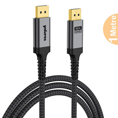 Displayport To Displayport Dp 2.1 Görüntü Aktarma Kablosu 16K@60Hz 80GBPS 1 Metre