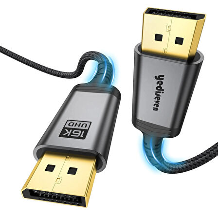 Displayport To Displayport Dp 2.1 Görüntü Aktarma Kablosu 16K@60Hz 80GBPS 1 Metre