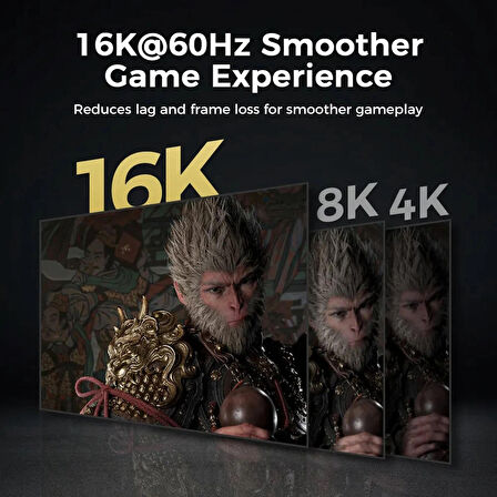 Displayport To Displayport Dp 2.1 Görüntü Aktarma Kablosu 16K@60Hz 80GBPS 1 Metre