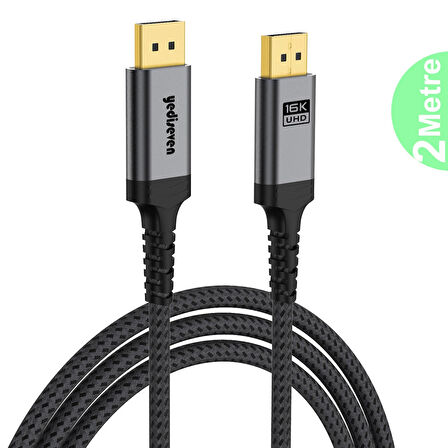Displayport To Displayport Dp 2.1 Görüntü Aktarma Kablosu 16K@60Hz 80GBPS 2 Metre