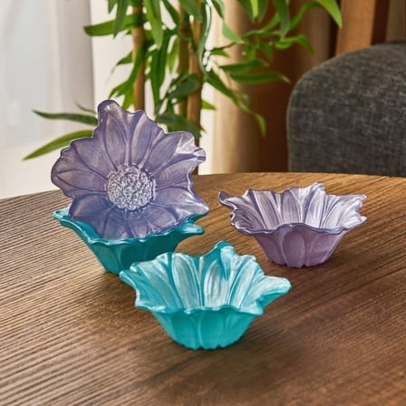 Evidea Kitchen Papatia 4'lü Çerezlik Seti - Mor / Turkuaz -  10 cm