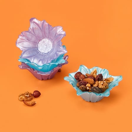 Evidea Kitchen Papatia 4'lü Çerezlik Seti - Mor / Turkuaz -  10 cm