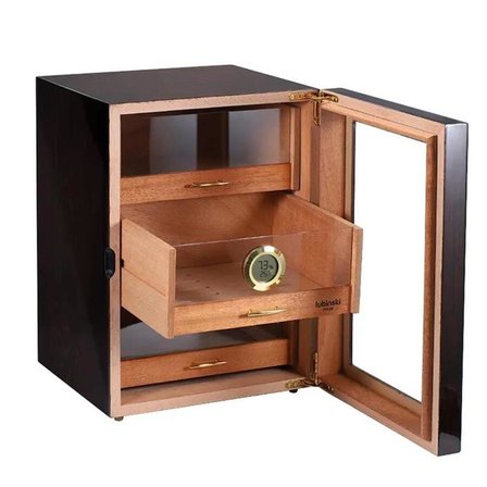 Lubinski Camlı 3 Çekmeceli Humidor Puro Kutusu Maun 100s LB-027