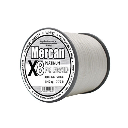 Mercan Pe Örgü Platinum X8 Beyaz ip 500m Misina