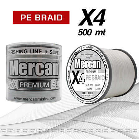 Mercan Pe Örgü Premium X4 ip 500m Misina