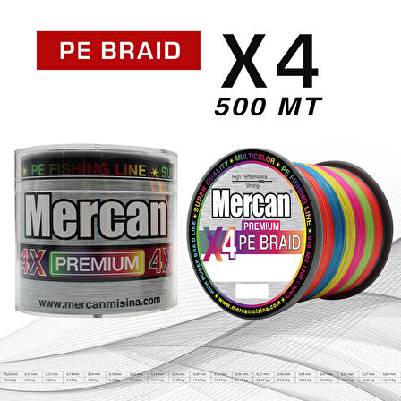 Mercan Pe Örgü Platinum X4 Multıcolour İp 500m Misina