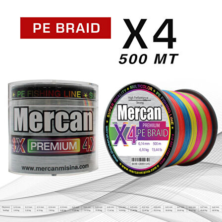 Mercan Pe Örgü Platinum X4 Multıcolour İp 500m Misina