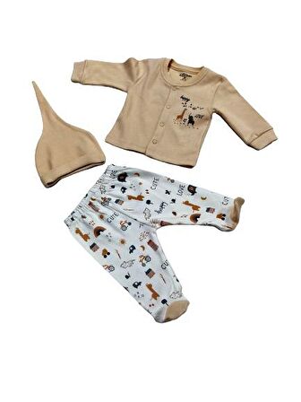 Aziz Bebe 3Lü Zıbın Takım 3176 Ekru