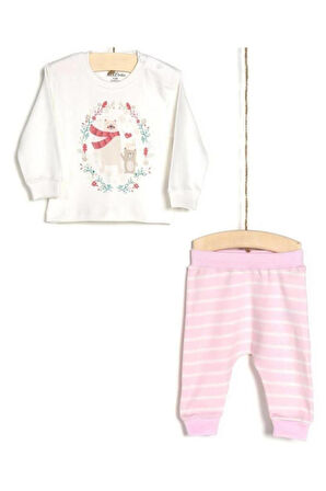 Ekru Kız Bebek Badi Pantolon 2Li Takım