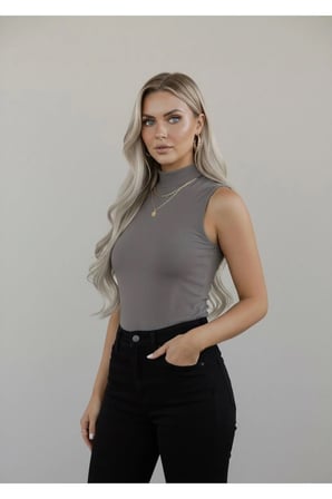 Kadın 3'lü Sıfır Kol Kolsuz Body Boğazlı Viskon Body