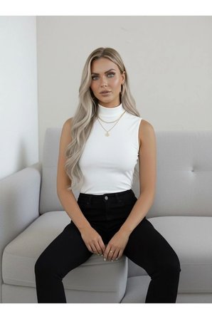 Kadın 3'lü Sıfır Kol Kolsuz Body Boğazlı Viskon Body