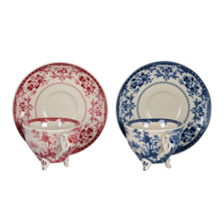 Lucky Art Florantine 6Li Cay Fincani Seti Kirmizi-Mavi 225 cc