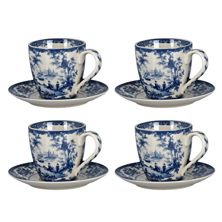 Lucky Art Florantine 4Lu Kahve Fincani Seti Mavi