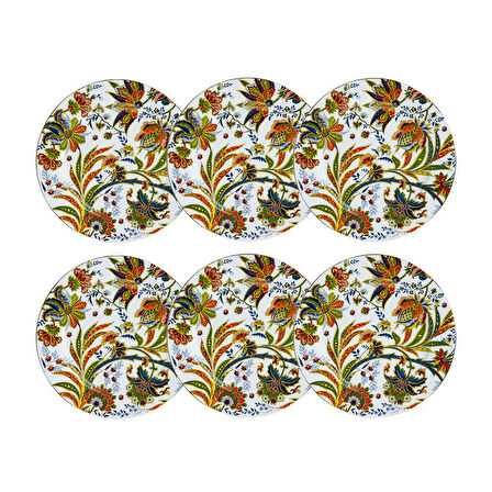 Lucky Art Yvette Paisley Desen 6 lı Porselen Servis Tabağı Seti 27 cm