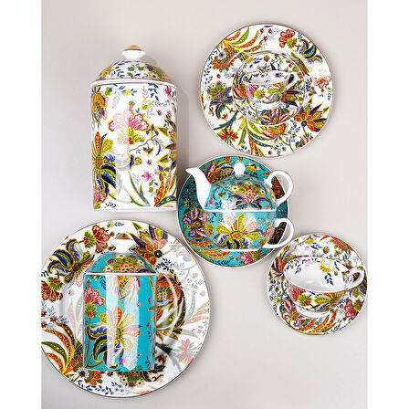 Lucky Art Yvette Paisley Desen 6 lı Porselen Servis Tabağı Seti 27 cm