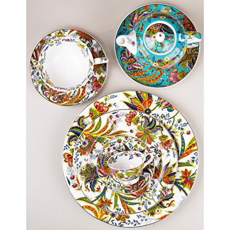 Lucky Art Yvette Paisley Desen 6 lı Porselen Servis Tabağı Seti 27 cm