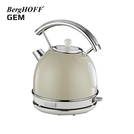 BergHOFF GEM RETRO 1.7 Litre Vanilya krem Rengi Yuvarlak Su Isıtıcısı