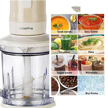 Berghoff Gem Retro Kişisel Blender ve Doğrayıcı Krem