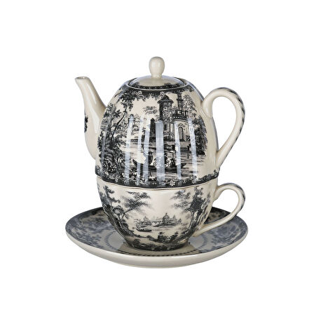 Lucky Art Florantine Tek Kişilik Çay Seti Siyah 700 cc