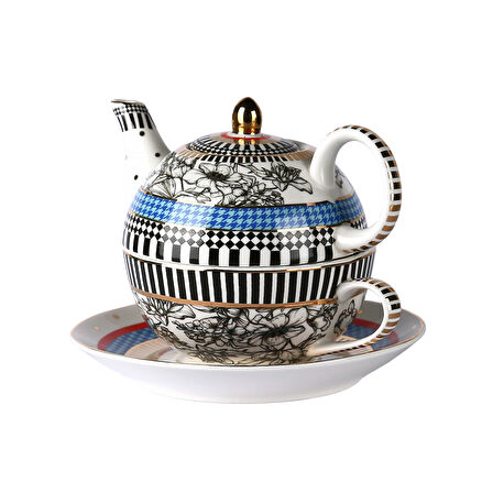 Lucky Art Maggey Bone Tek Kisilik Demlik & Fincan Seti