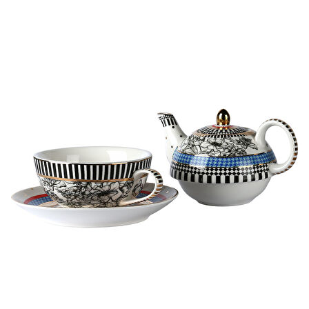 Lucky Art Maggey Bone Tek Kisilik Demlik & Fincan Seti