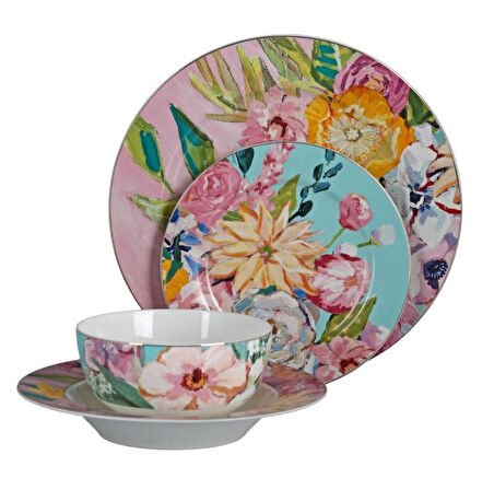 Lucky Art Peony Bone 24 Parça 6 Kişilik Yemek Takımı LYBA 065