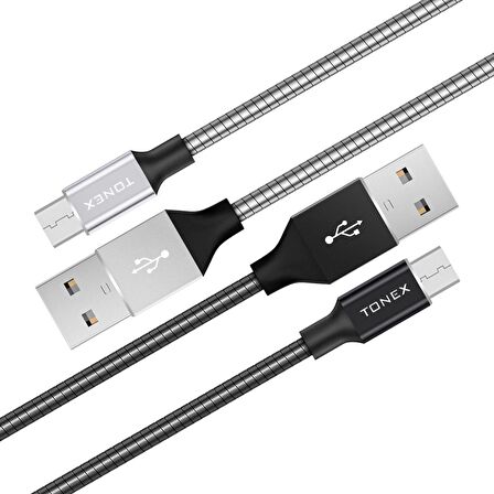 Tonex Titan Metal Kaplama Micro 3.4A USB Şarj ve Data Kablosu 1Mt