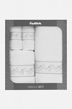 Özdilek Daniela Çiçekli Nakışlı Misafir Banyo Seti