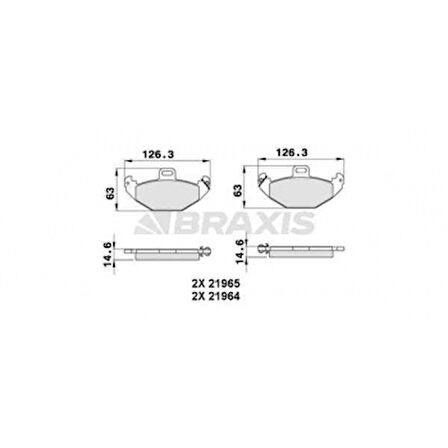 Renault Arka Fren Balatası Laguna 95>01 2.0 16v 2.2 Dti 3.0 - Braxıs Aa0263