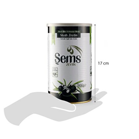 Şems Yağlı Siyah Sele Zeytin 900 Gr 201-230 Kalibre 