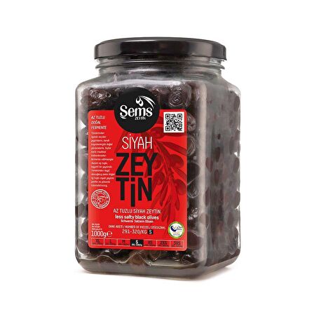 Şems  Süper Özel Siyah Zeytin 1000 Gr 291-320 Kalibre - Cam