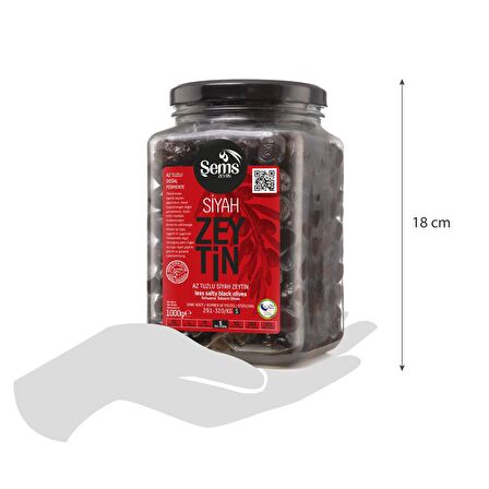 Şems  Süper Özel Siyah Zeytin 1000 Gr 291-320 Kalibre - Cam