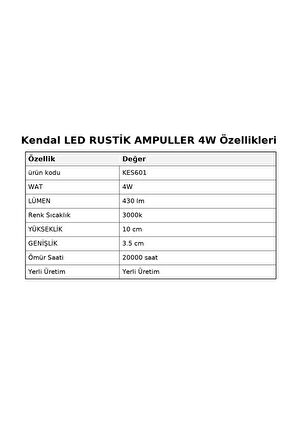 KES601 LED Rustik Ampuller 4W 430 Lümen Güçlü 4W - SARI