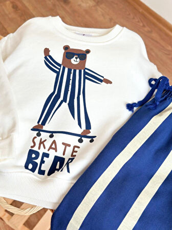 Skate Bear Sweatshirt ve Kot Canvas Dokuma Pantolon