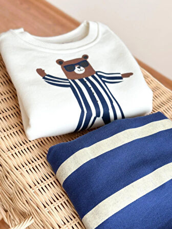 Skate Bear Sweatshirt ve Kot Canvas Dokuma Pantolon