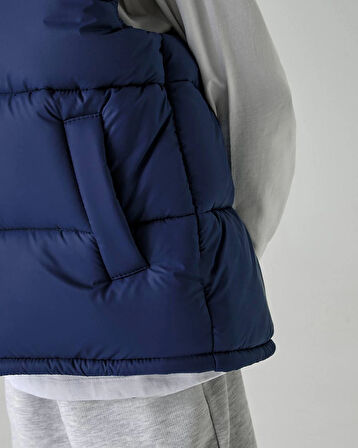 Şişme Yelek, Su Geçirmez Kumaşlı, Oversize Orjinal Kalıp, Lacivert Renk