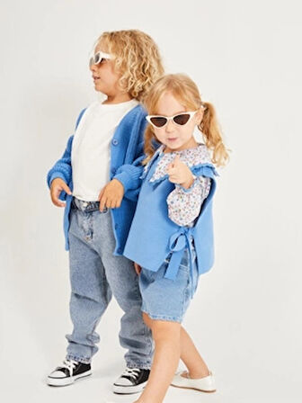 Kız Triko Süveter 3 'lü Kot Etek Takım