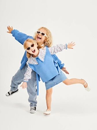 Kız Triko Süveter 3 'lü Kot Etek Takım