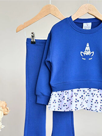 Gömlek Detaylı Sweatshirt ve İspanyol Paça Tayt