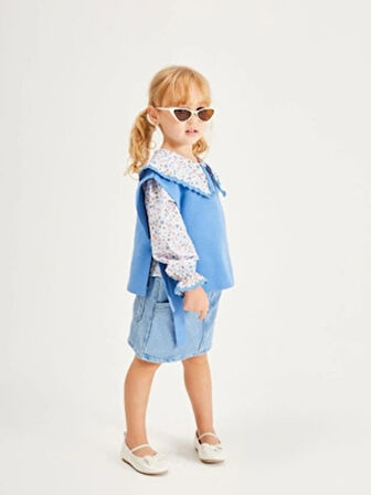 Kız Triko Süveter 3 'lü Kot Etek Takım