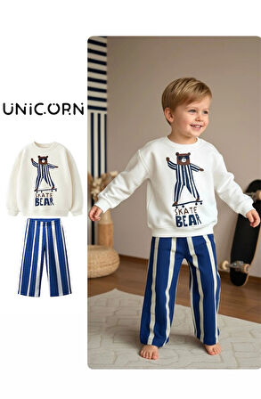 Skate Bear Sweatshirt ve Kot Canvas Dokuma Pantolon