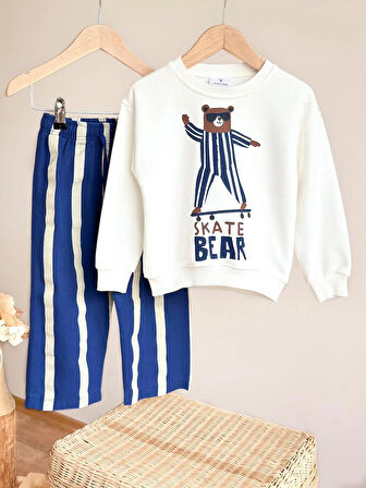 Skate Bear Sweatshirt ve Kot Canvas Dokuma Pantolon