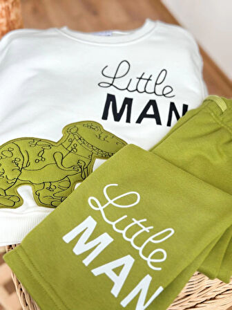 Dinazor Nakışlı Aplike Detaylı Sweatshirt ve Eşofman Takımı