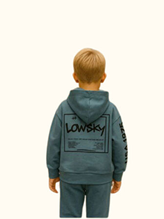 New York Yazı Baskılı Kapüşonlu Erkek Eşofman Takım