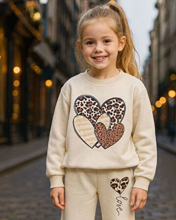 Leopar Desenli Kalpli Eşofman Takımı